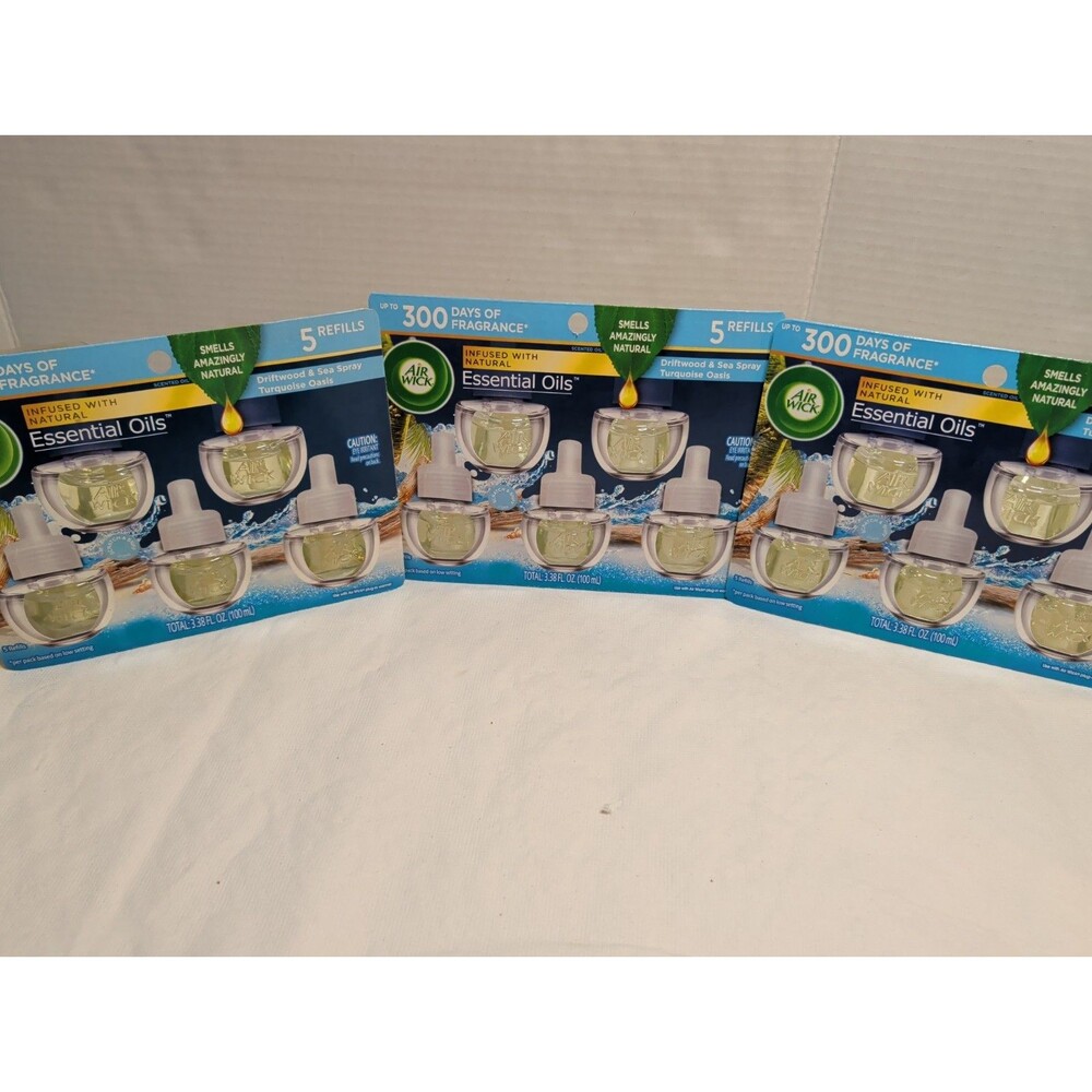 Air Wick 5 Count Refills Driftwood And Sea Spray Turquoise Oasis Lot Of 3